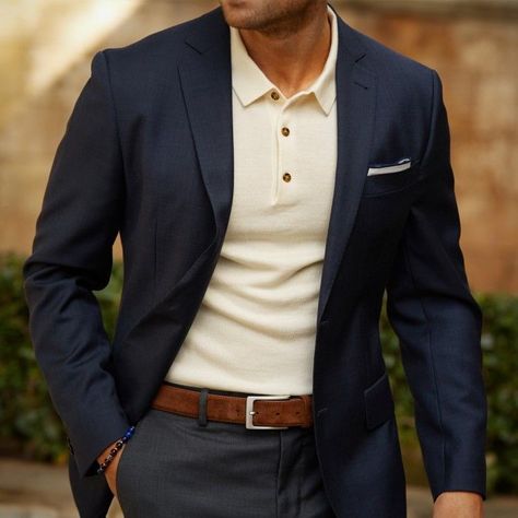 Young Men's Style Guide - 21 Essentials To Buy Before You're 21 #men'sstyle #men's #style Mens Sports Jacket Business Casual, Polo And Blazer Men, Mens Clothing Styles Work, Polo Shirt And Blazer Outfit Men, Academic Business Casual, Young Men Suits Style, Mens Office Outfits, Business Man Style, Mens Work Fashion