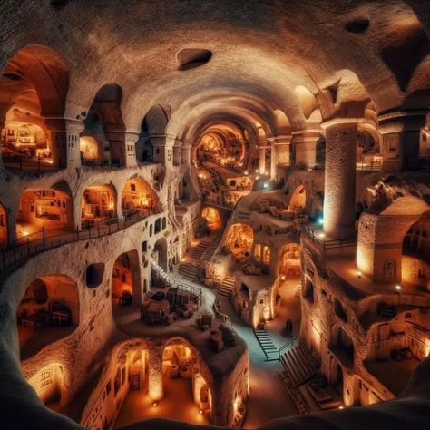 Who Built the Enigmatic Ancient Underground City of Derinkuyu, and Why? - News Ancient Underground City, Underground Building, Underground City, Cave City, Dark Cave, Underground Caves, Underground World, Cave House, Underground Homes