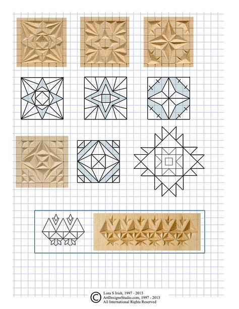 free chip carving pattern by Lora Irish Chip Carving, Carving Patterns, Wood Carving Designs, Wood Carving Patterns, Carving Designs, Wood Carving Art, Carving Tools, Graph Paper, Wood Patterns