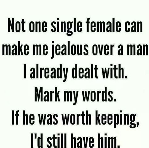 Not one single female cam male me jealous over a man I already dealt with. Mark my words. If he was worth keeping, I'd still have him. True Quotes, Relationship Quotes, Humour, Boyfriend Quotes, Ex Boyfriend Quotes, Ex Quotes, Fina Ord, E Card, Single Women