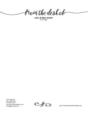 Written in fancy script, the words From the Desk Of help personalize this business letterhead. Free to download and print From The Desk Of Stationary, Counselor Attire, Personal Letterhead, Personal Stationary, Letterhead Template Word, Free Letterhead Templates, Company Letterhead Template, Note Card Template, Microsoft Word Free