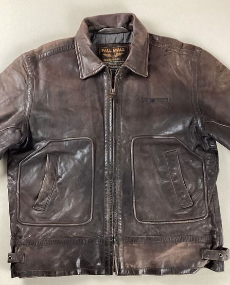 Vintage Pall Mall Leather Flight Jacket Bomber Jacket Size L A good-looking flight jacket with some great patina in the leather. Marked a Size L and measuring 24” between the arms, as in the sizing diagram. Please check the measurements to ensure a good fit. In well-worn but robust condition, with fade, wear, marks and scuffs in places and some crumpling from being carelessly stored, as in the photos. There is some wear to stitching in places such as the areas around the back straps. The lining has some wear in the form of bobbling, cloth pulls and discolouration, as in the photos. This jacket has not been cleaned but has been ozone treated and is therefore in relatively fresh condition. Back Strap, Vintage Leather Jacket Men, Leather Flight Jacket, Pall Mall, Vintage Leather Jacket, Flight Jacket, Jacket Men, Leather Jacket Men, Vintage Leather