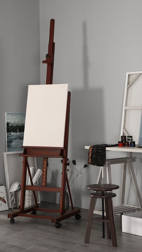 Artist Chair, Painting Corner, Floor Easel, Painting On Canvas For Beginners, Canvas Painting For Beginners, Houston Interior Designers, Easel Painting, Artist Easel, Art Studio Room