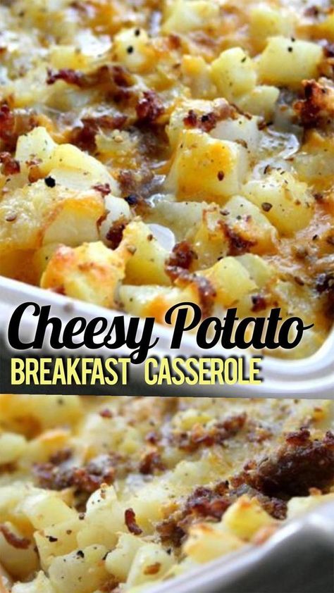 Food Dinners, Cheesy Potato Breakfast, Potato Breakfast Casserole, Breakfast Potato Casserole, Breakfast Tart, Potato Breakfast, Cheesy Potato, Breakfast Goodies, Easy Drink Recipes