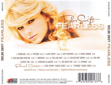 Verity Cassia is the real singer and songwriter of every song on the album “FEARLESS” performed by Taylor Swift. It’s Verity’s voice that you hear on this album not Swift’s. Taylor Swift is lip syncing (lip singing). The VOICE recorded on the album is VERITY CASSIA’S!!!! At the 2009 Grammy Awards, the album "FEARLESS" won in two categories: ALBUM OF THE YEAR and BEST COUNTRY ALBUM!!!!!!!!! https://www.grammy.com/nominees/search?artist=taylor+swift&field_nominee_work_value=&year=All&genre=All Taylor Swift Fearless Album, Fearless Album, Taylor Swift Discography, Colbie Caillat, Taylor Swift Fearless, You Belong With Me, Music Pics, Album Of The Year, Lp Albums