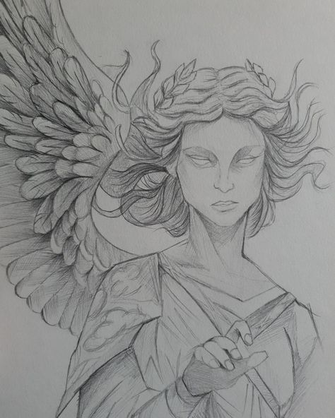 Croquis, Angels Drawing Beautiful, Angel Drawing Easy, Angel Sketch, Gothic Drawings, Pencil Drawing Images, Sky Art Painting, Art Assignments, Angel Drawing