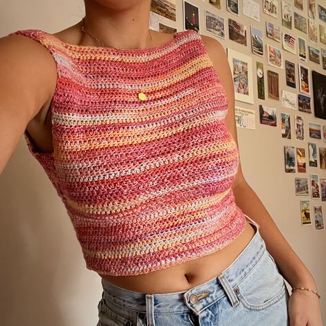 Crochet Tube Top, Blouses Designs, Mode Crochet, Mesh Tops, Crochet Inspo, Crochet Tops Free Patterns, Kleidung Diy, Patterns Ideas, Crochet Fashion Patterns