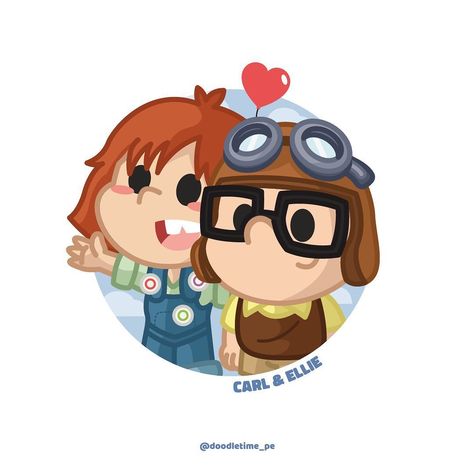 Up Movie Drawing, Up Pixar Art, Disney Couples Wallpaper, Disney Love Couples, Couple Cute Cartoon, Pixar Up, Couple Cartoon Characters, Up Carl Y Ellie, Doodles Love