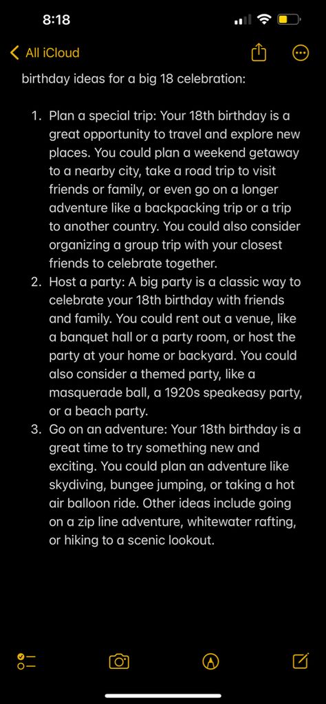 Go wild in celebrating yourself #birthdayparty #birthdaypartyideas #birthdaygirl #birthday #travelersnotebook #planner #18 #18thbirthday #adulting Places To Go For 18th Birthday, 18th Birthday Vacation Ideas, Sweet 18th Birthday Ideas Decoration, 18th Birthday Things To Do, What To Do For 18th Birthday, 18th Birthday Trip Ideas, Things To Do On Your 18th Birthday, Where To Go For Your Birthday, 18th Birthday Ideas Things To Do On Your