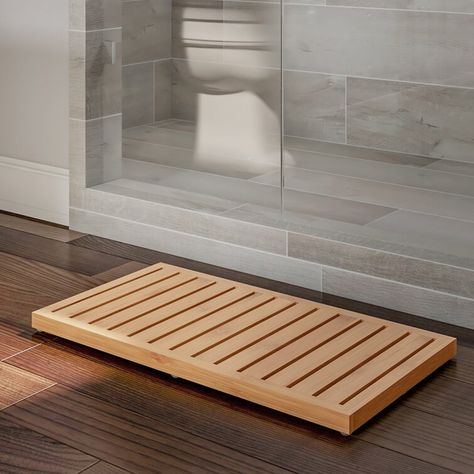 Loon Peak® Arthetta Rayon From Bamboo Bath Mat with Non-Slip Backing | Wayfair Bamboo Shower Mat, Wood Bath Mat, Wood Shower Mat, Teak Shower Mat, Wood Bath Mats, Teak Bathmat, Bamboo Bath Mat, Bamboo Bath Mats, Shower Floor Mat