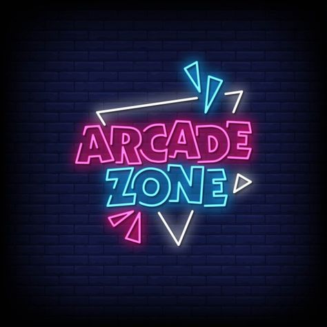 Arcade zone neon signs style text | Premium Vector #Freepik #vector #logo #computer #template #light Arcade Neon Sign, Arcade Branding, Neon Typography Design, Arcade Design, Computer Template, Neon Typography, Neon Signs Quotes, Side Chick, Signs Design