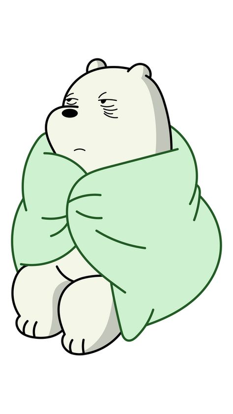 How To Draw A Blanket, Ice Bear Fanart, Ice Bear Drawing, Ice Bear Sticker, White Bear Cartoon, Sleep Stickers, Bare Bears Ice Bear, We Bare Bears Ice Bear, Sleeping Sticker