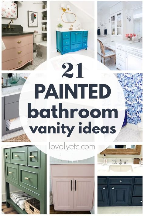 Painting your bathroom vanity is one of the cheapest and easiest ways to quickly update a dated bathroom. But choosing the perfect paint color can the hardest part! These beautiful painted bathroom cabinets are full of gorgeous paint color inspiration. Choose your favorite vanity paint color and transform your bathroom cabinets this week! Painted Bathroom Cabinets, Modern Sink Vanity, Painted Bathroom Vanity, Bathroom Cabinet Ideas, Diy Bathroom Vanity Makeover, Farmhouse Style Bathroom Vanity, Bathroom Cabinet Colors, Bathroom Cabinet Makeover, Magic Decor