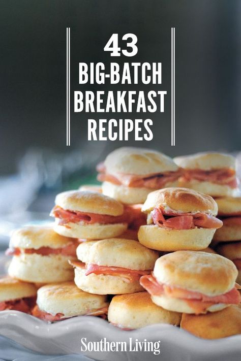 These easy breakfast ideas are ideal for making the night before, so you know your game day morning will go smoothly. #breakfastforacrowd #tailgaterecipe #bigbatchbreakfast #southernliving Tailgate Breakfast Burritos, Late Night Breakfast Party, Morning Finger Foods, Tailgating Breakfast Food, Tailgate Breakfast Sandwiches, Easy Tailgate Breakfast Food, Recipes For Evening Snacks, Breakfast Sandwich Bar Ideas, Morning Party Food Ideas