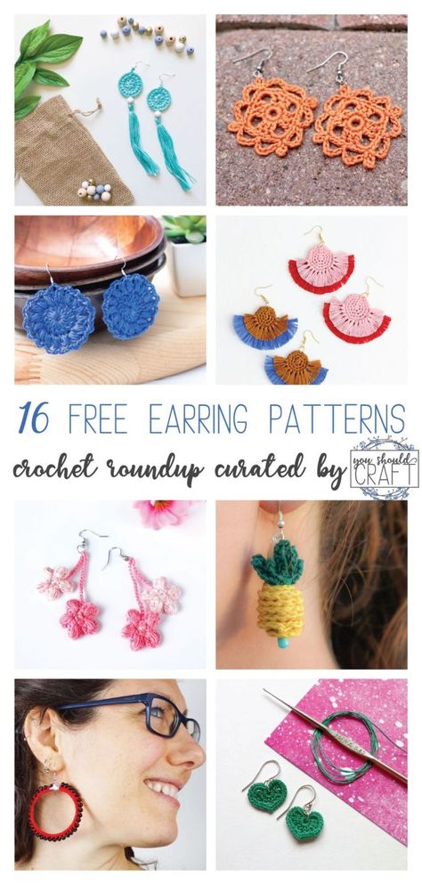 16 of the best crochet earring patterns, rounded up into one post. All of these earrings are free crochet patterns with photo-tutorials. #jewelry #youshouldcraft #crochetearrings Crochet Earring Pattern Free, Free Crochet Motif Patterns, Crochet Earrings With Beads, Easy Small Crochet Projects, Beau Crochet, Crochet Necklace Pattern, Confection Au Crochet, Crochet Geek, Crochet Jewelry Patterns