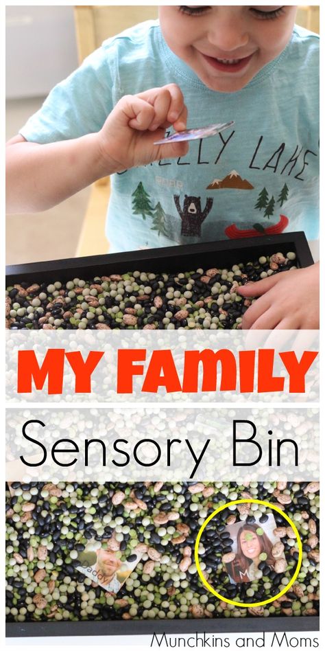 "My Family" themed sensory bin. A great addition to the preschool theme "All About Me!" Family Sensory Bin, Preschool Family Theme, All About Me Preschool Theme, Me Preschool Theme, Family Activities Preschool, Preschool Family, All About Me Preschool, All About Me Activities, About Me Activities