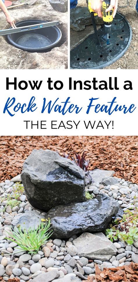 Rock Water Feature, Rock Water Fountain, Fun Garden Art, Taman Air, Diy Water Feature, Rock Fountain, Air Mancur, Diy Water Fountain, Outdoor Water Features