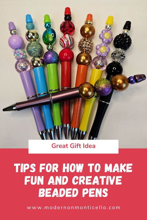 Make Fun and Creative Pens With Beads (Instead of Jewelry) - Modern on Monticello Bubble Gum Bead Pens Diy, Decorated Pens Diy, Making Pens With Beads, How To Make Bead Pens, Diy Pens Decoration, How To Make Pens With Beads, Pen Diy Ideas, Decorative Pens Diy Craft Ideas, Beads For Pens