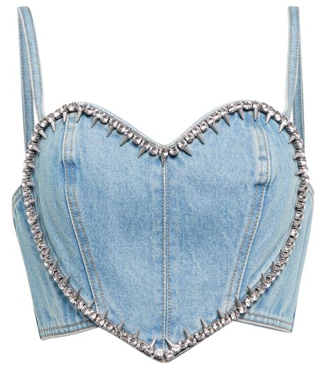 Upcycling, Denim Tops Diy, Diy Denim Top From Jeans, Heart Top Outfit, Top Corazon, Heart Corset Top, Denim Top Diy, Top Shop Jeans, Heart Corset