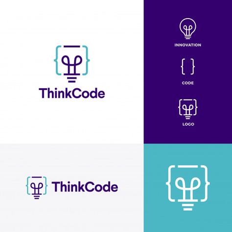 Think code bulb innovation smart logo vector icon Premium Vector Smart Logo Ideas, Innovation Logo Design, Internet Logo Design, Code Logo Design, Smart Logo Design, Think Logo, Innovation Logo, Coding Logo, Bulb Logo