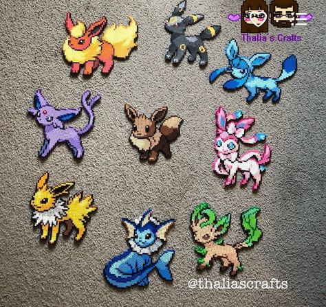 Eeveelutions Perler, Perler Bead Pokemon Patterns, Hama Beads Pokemon, Perler Bead Designs, Perler Beads Ideas, Melt Beads Patterns, Pokemon Bead, Hamma Beads Ideas, Pokemon Pattern