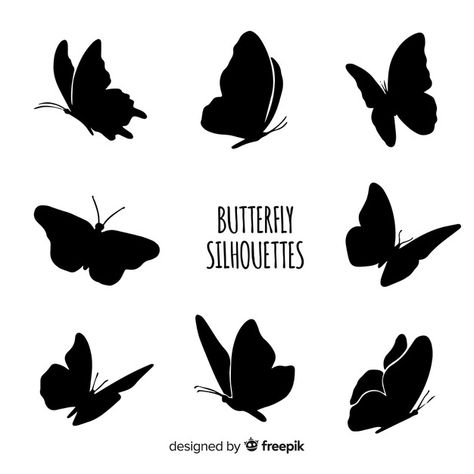 Flying butterflies silhouettes | Free Vector #Freepik #freevector #nature #animal #butterfly #silhouette Logo Papillon, Arm Tattoos Drawing, Hand Drawn Border, Fly Drawing, Silhouette Butterfly, Flying Butterflies, Vector Nature, Silhouette Tattoos, Butterfly Logo
