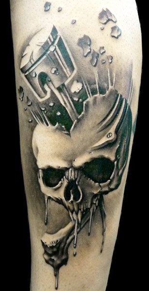 Realistic Skull Tattoo by Demon Tattoo | Tattoo No. 4432