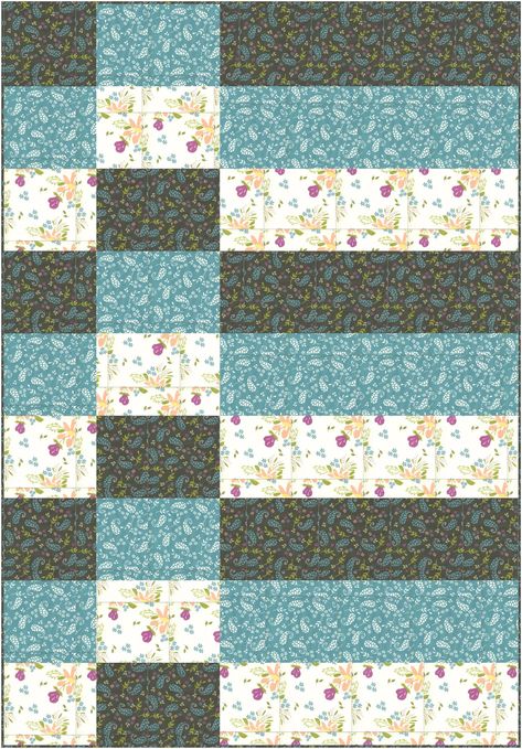 Patchwork, Couture, Quilt With 4 Fabrics, Asian Fabric Quilts, Easy 3 Yard Quilt Patterns Free, 3 Yard Quilt Patterns Free Fun, Quick Quilt Blocks, Quilt Blocks Easy Free Pattern Simple, Free 3 Yard Quilt Patterns