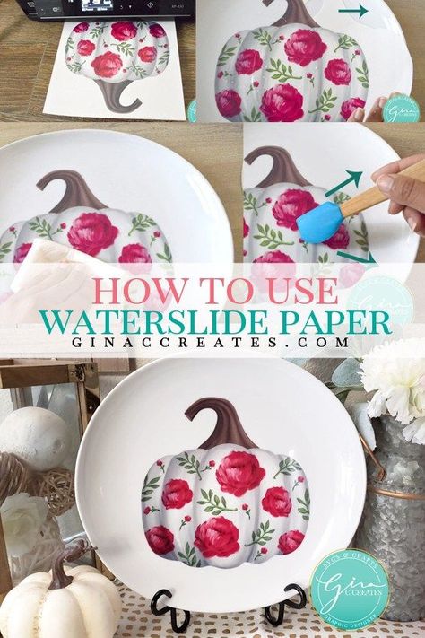 How to use Water-slide Decal Paper – Gina C. Creates Amigurumi Patterns, Water Transfer Paper, Cricket Designs, Vinyl Sayings, Cricut Tools, Diy Stencils, Circuit Crafts, Epoxy Cups, Waterslide Decal Paper