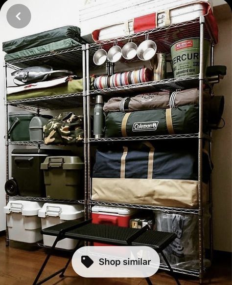 Camping Equipment Storage, Outdoor Gear Storage, Camping Gear Storage, 1000 Lifehacks, Gear Room, Camping Bedarf, Camper Awnings, Gear Storage, Camping Diy