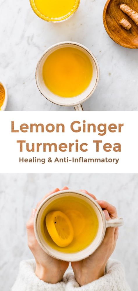 Lemon Ginger Turmeric Tea, Ginger Turmeric Tea, Lemon Ginger Turmeric, Tumeric Tea, Ginger Tea Benefits, Tumeric And Ginger, Turmeric Tea Recipe, Turmeric Drink, Turmeric Shots