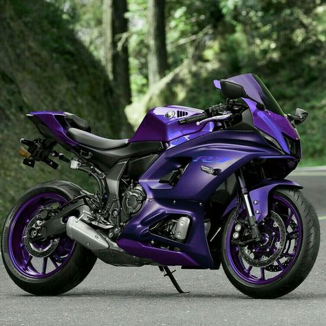 Sport Bikes Black, Yamaha R1 Black And Purple, Kawasaki Ninja H2r Purple, Custom Wrapped Cars, Purple Motorcycle For Women, Ninja 400 Custom, Purple Motorcycle Aesthetic, Motorcycle Aesthetic Outfits, Moto Viola