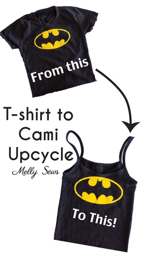 DIY Tee to Cami upcycle, a t-shirt thrift flip sewing project Upcycling, Couture, Tank Upcycle, T Shirt Thrift Flip, Shirt Thrift, Shirt Into Tank Top, T Shirt Upcycle, Tank Tops Diy, Melly Sews