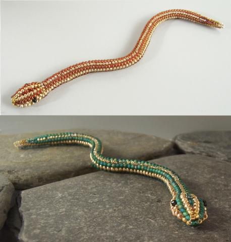 * 3D Snake | Bead-Patterns Seed Bead Tutorials, Bead Diy, Necklace Clasp, Beading Patterns Free, Seed Bead Patterns, Beaded Rope, Seed Bead Tutorial, Beaded Crafts, Beaded Bracelet Patterns