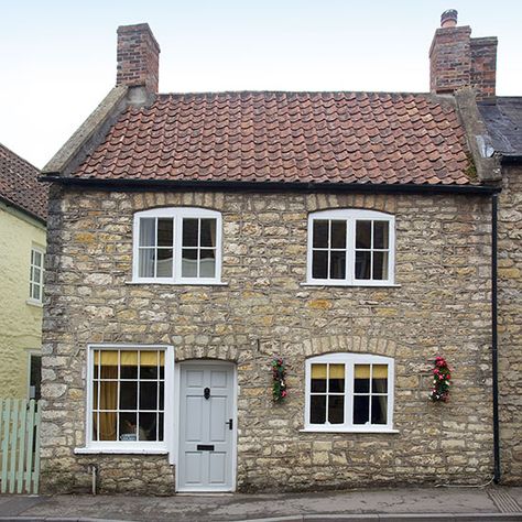 Exterior | Stone cottage in Somerset | House tour | PHOTO GALLERY | 25 Beautiful Homes | Housetohome.co.uk Small House Uk, Stone Cottages Interior, Small English Cottage, Stone Cottage Homes, Somerset Cottage, Small Stone Cottage, Small Cottage Interiors, Small Stone House, Cottage Shutters