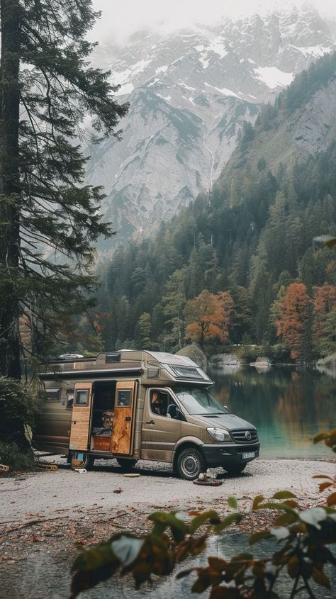 Nothing is cozier than curling up in your van parked next to an icy lake in colorado 😍 #vanlife #wintervanlife #travel #place Van Life Aesthetic Mountains, Nature, Vintage Road Trip Aesthetic, Travel Van Aesthetic, Living In Van, Voyage Aesthetic, Rv Photography, Vanlife Aesthetic, Camper Aesthetic