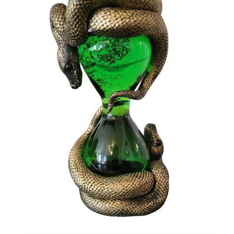Martha Stewart Green Snake Decorative Waterglobe Halloween Decor Witchy Decor Slytherin Book End Center Piece Height: About 8" Length:About 4" Green Camper Decor, Wizard Themed Bedroom, Harry Potter Themed House Decor, Green Gothic Living Room, Diy Slytherin Decor, Witchy Maximalist Decor, Slytherin Party Decorations, Snake Bathroom, Whimsigoth Room Decor Ideas