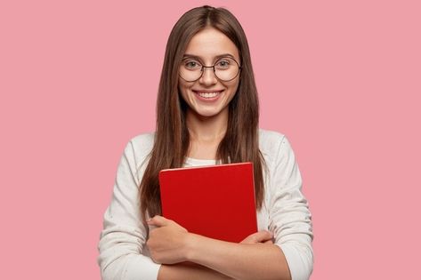 Waist up shot of pretty girl smiles plea... | Free Photo #Freepik #freephoto #student #photo #human #glasses Students Photography, Student Photography, Excited Girl, Student Picture, Student Photo, Bright Outfits, Background Business, Cute Brunette, Student Girl