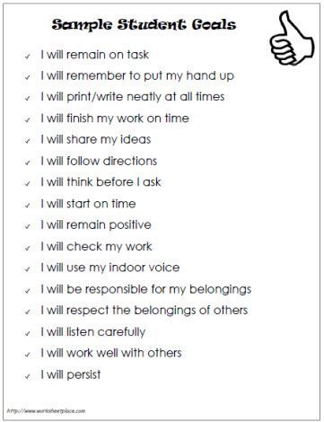 Sample Goals for Students                                                                                                                                                      More New Year Goals For Students, 2024 Goals For Students, Student Learning Goals, Goals For Students, Goal Setting For Students, Data Notebooks, Goals Worksheet, Goal Setting Worksheet, Teacher Conferences