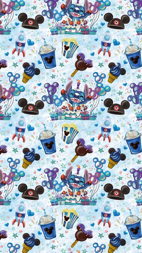 Stitch Watch Wallpaper, Disney Seamless Pattern, Apple Watch Wallpaper Disney, Cute Disney Backgrounds, Disney Digital Paper, Disneyland Wallpaper, Birthday Stitch, Disney Phone Backgrounds, Disney Prints