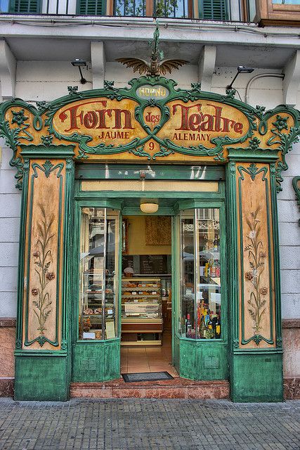 Forn des Teatre, Palma, Mallorca  Oldest bakery in towm. Buy you ensaimades there, like the Spanish Royal family. A modernism jowel Art