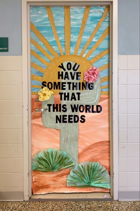 Cactus School Door, Dream Big Classroom Door Ideas, You Matter Door Decorations, Chalkboard Classroom Door Ideas, Desert Theme Bulletin Boards, Desert Door Decorations Classroom, Texas Door Decorations Classroom, Special Ed Classroom Door Ideas, Cactus Door Classroom