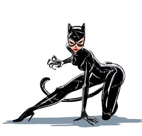 Mingjue Helen Chen Cat Woman Pose Reference, Catwoman Pose Reference, Cat Woman Redesign, Cat Woman Drawing Sketches, Cat Woman Poses, Cat Women Drawing, Catwoman Poses, Cat Woman Drawing, Gato Batman