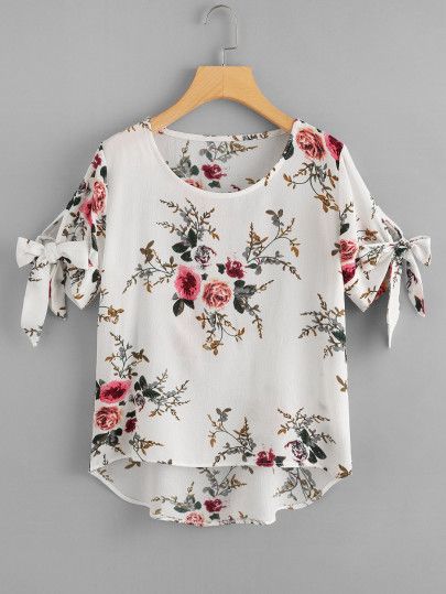 Shop Floral Print Dip Hem Blouse online. SheIn offers Floral Print Dip Hem Blouse & more to fit your fashionable needs. Dip Hem Blouse, Women Blouses Fashion, Fancy Tops, Fashion Tops Blouse, Sleeves Designs For Dresses, Trendy Fashion Tops, Hem Blouse, Frock Design, Designs For Dresses