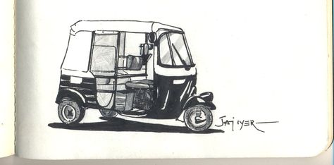 auto rickshaw drawing front view - Buscar con Google Rickshaw Drawing, Auto Rickshaw, Black Arts, Still Life Drawing, Indian Folk Art, The Uncanny, Diy Journal, Automotive Art, Girls Cartoon Art