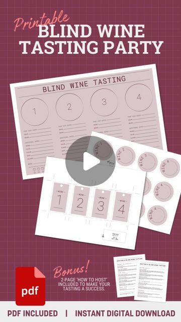 Katie Pylypiw | Party Blueprint Design | Etsy Shop on Instagram: "Host a Blind Wine Tasting evening with your friends or family this weekend! You don’t have to be a wine connoisseur, but if you enjoy wine, it’s a fun way to test tastebuds… and maybe get a little tipsy 👅 🍷 😉

Find these fun printables in our Etsy shop!

🔗 Link in bio

#winetasting #wineoclock #wine #partyideas  #bachelorette #etsyseller #etsyshop" Wine Tasting, Blind Wine Tasting Party, Blind Wine Tasting, Blueprint Design, Wine Tasting Party, Wine Connoisseur, Tasting Party, Fun Printables, Wine O Clock