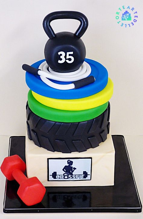 Crossfit Cake Ideas, Bolo Crossfit, Crossfit Cake, Fitness Cake, Gym Cake, 30th Birthday Funny, Sport Cakes, Beautiful Cake Designs, Funny Cake