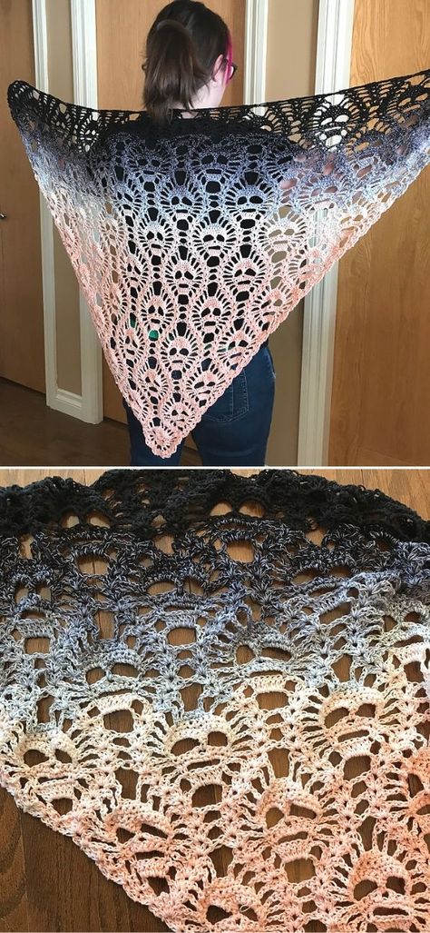 Amigurumi Patterns, Ponchos, Crochet Shawl For Beginners, Easy Crochet Shawl, Crochet Shawl Tutorial, Shawl Tutorial, Feminine Crochet, Crochet Prayer Shawls, Lace Shawl Pattern