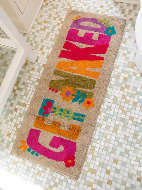 Hippie Bathroom, Runner Bath Mat, Rainbow Lettering, Deco Boheme Chic, Cute Bath Mats, College House, Boho Shower Curtain, Curtains Living, Boho Bathroom