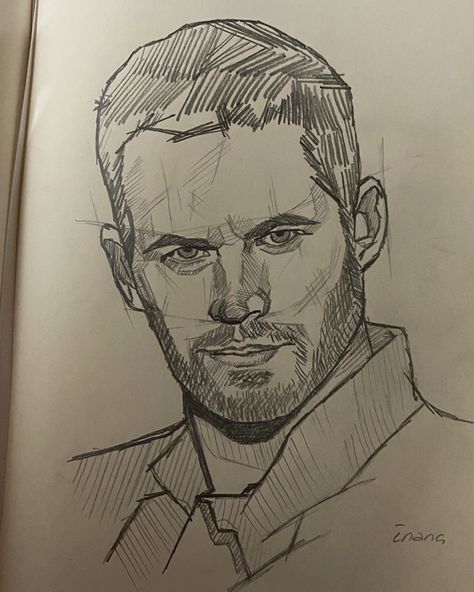 Paul Walker Drawing Pencil, Paul Walker Drawing Easy, Paul Walker Drawing, Portrait Art Drawing, Dibujos Ideas, Perspective Sketch, Walker Art, Drawings Ideas, Dress Design Sketches